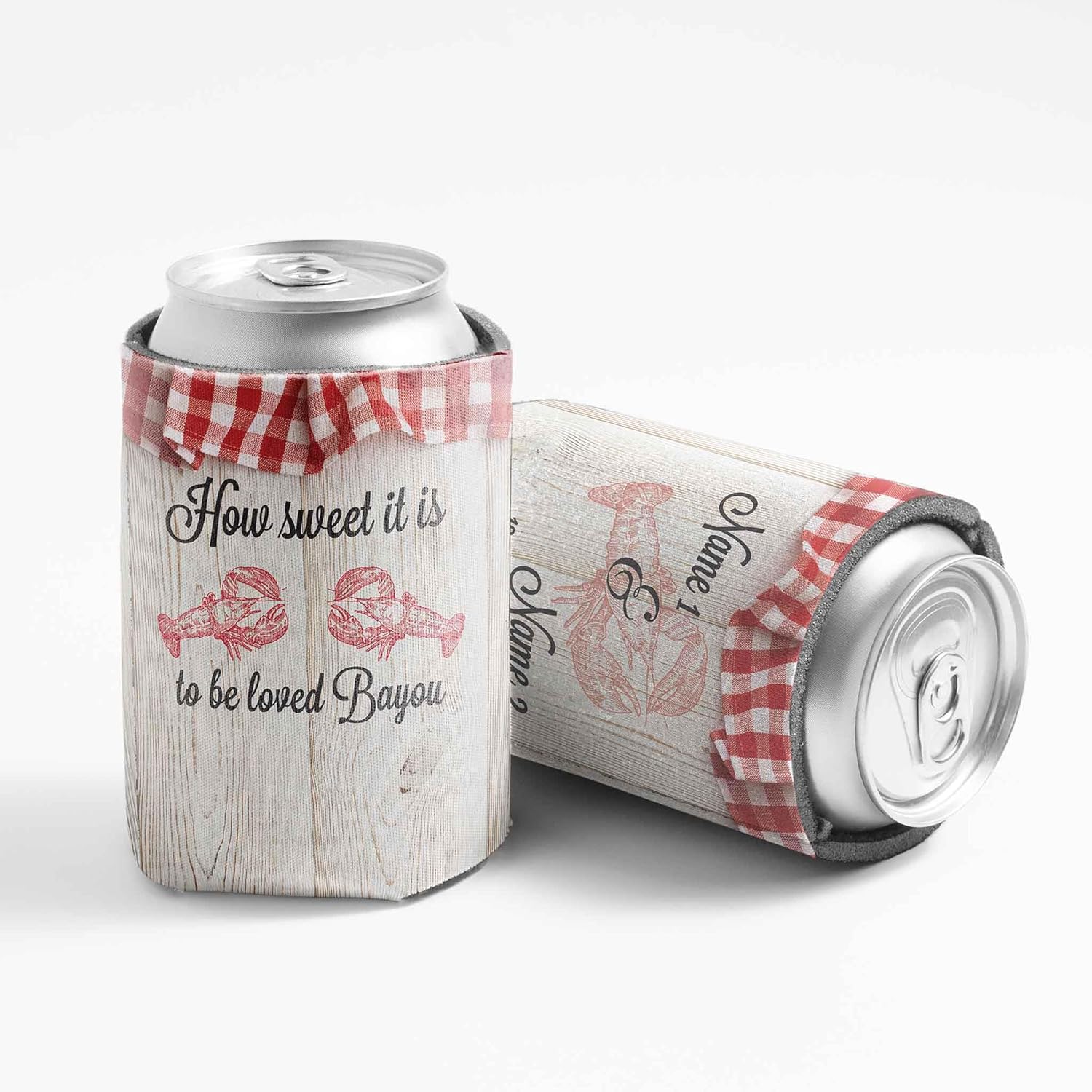Personalized Wedding Can Coolers – “How Sweet It Is to Be Loved Bayou” – Custom Foam Drink Sleeves for Engagements, Bridal Showers, and Receptions – 12oz – Made in USA by VictoryStore (50)