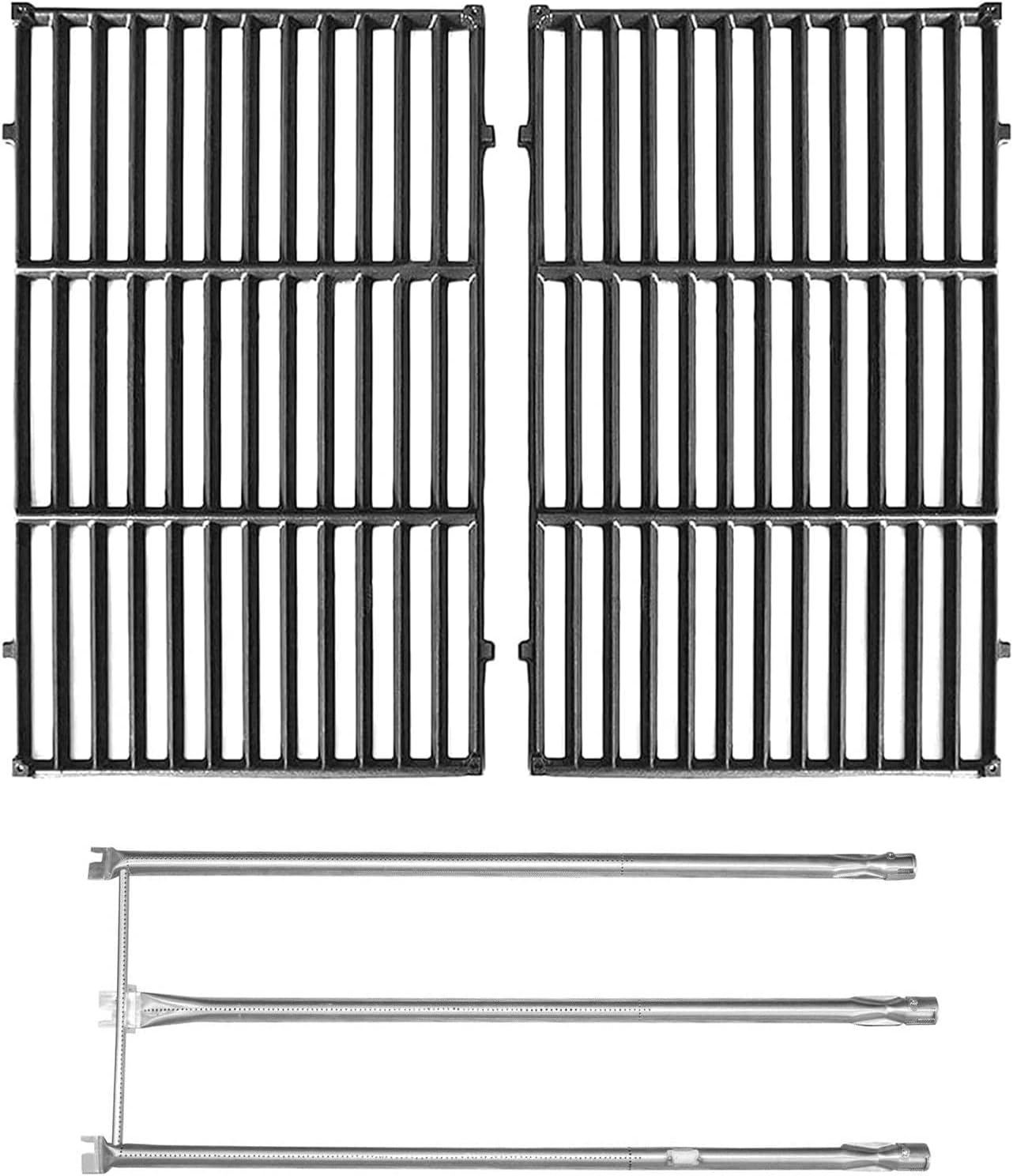 Hongso Grill Grates 7524, Stainless Steel Burner Tube Set 67722 Bundle for Weber Genesis 300 Series E-310 E-320 EP-310 EP-320 S-310 S-320 Gas Grills (with Side Control Panel Only)