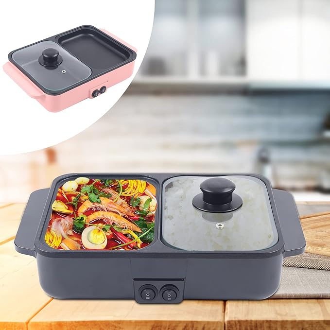 Olla Eléctrica 2 en 1 con Parrilla, 110V, 1200W, Negra, Capacidad 2L miniatura 7