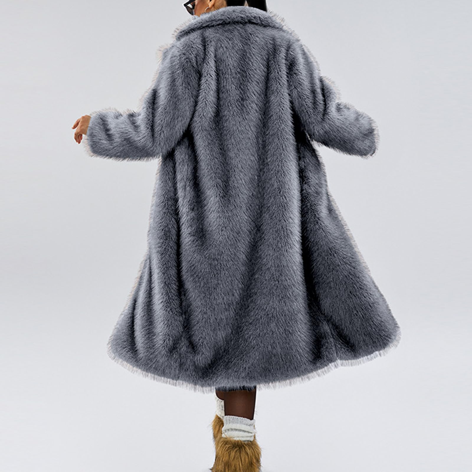 Felljacke Damen Pelzmantel Warm Kunstfell Jacke Kunstpelz Mantel Winter Winterjacke Kunstfellmantel Fleecejacke Strickjacke Strickfleecejacke Wintermantel Kuscheljacke Flauschig Plüschjacke