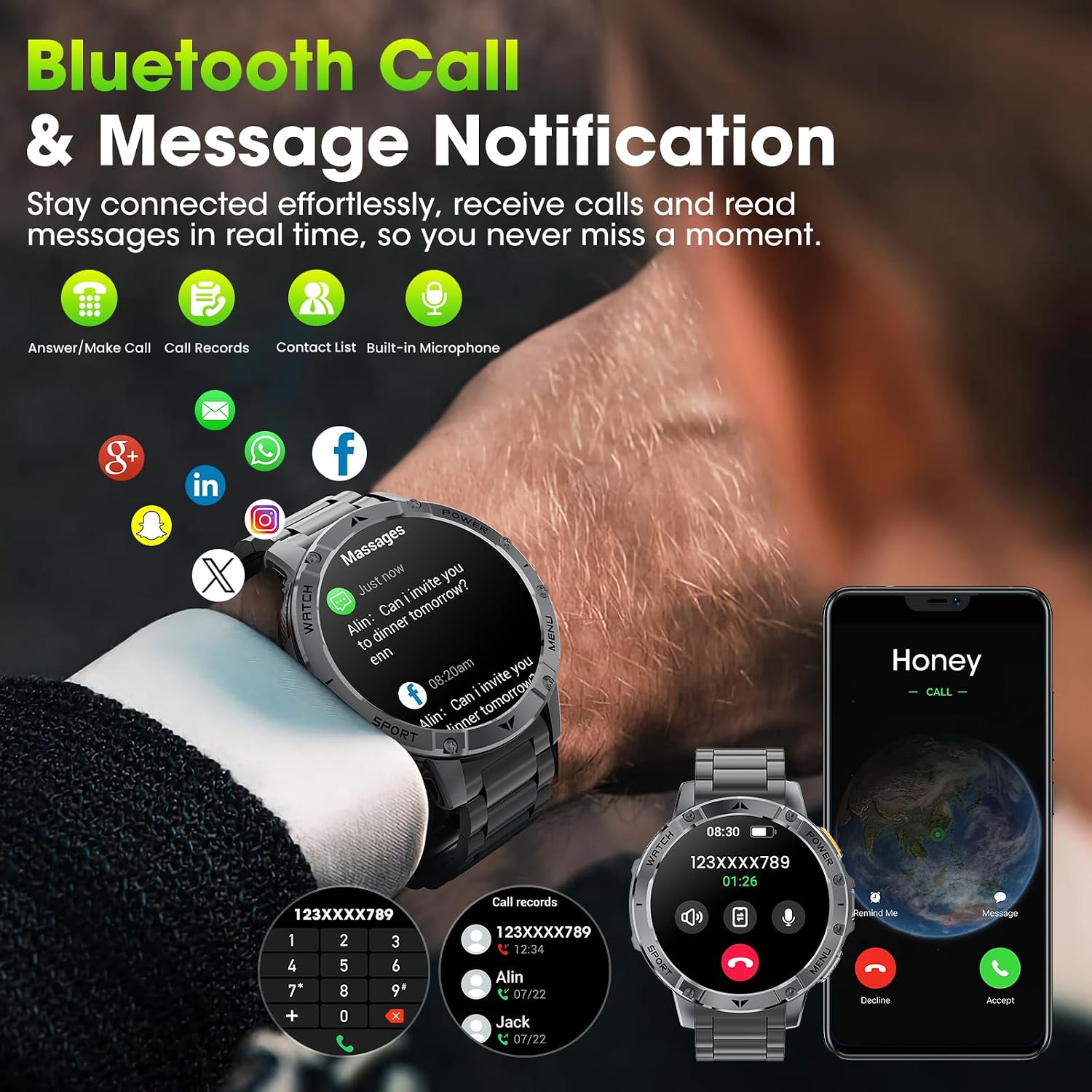 Military Smart Watches for Men, 1.7" HD Smart Watch with Two Flashlights/1400mAh/110+ Sports Modes Fitness Tracker Watch, Waterproof Mens Smart Watch for Android Phones iPhone Compatible(2 Strap) 7 71LkTXCCoQL. AC SL1500