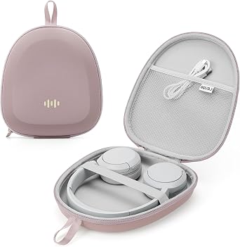 Headphone Case Hard Shell Super-Slim for Sony/JBL/Bose/Soundcore Anker/BERIBES KVIDIO TOZO JLab Over-Ear Headphones Universal Portable Travel Organizer Bag Pink