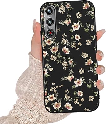 Floral Phone Case for ZTE Nubia Red Magic 10 Pro/10S Pro/Plus 6.85",White Flower Print Cartoon Kawaii Pattern Aesthetic Design Cases Soft Silicone TPU Slim Shockproof Protective Phone Cover