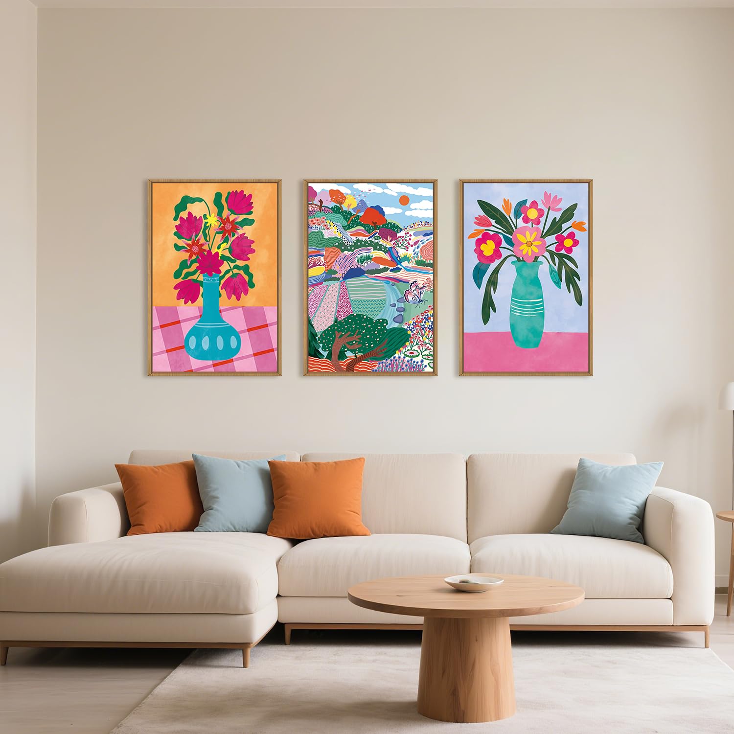 Amazon.com: HOURIA Spring Colorful Flower Field Landscape Framed
