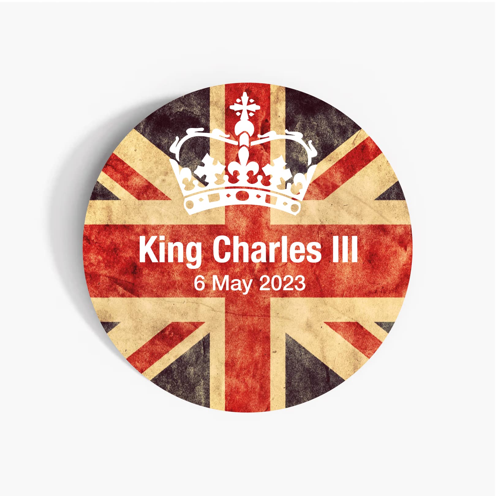 Pack of 180 King Charles III Coronation Paper Labels, 37mm Self-adhesive Stickers, Multipack Stationery Craft Decor Labels