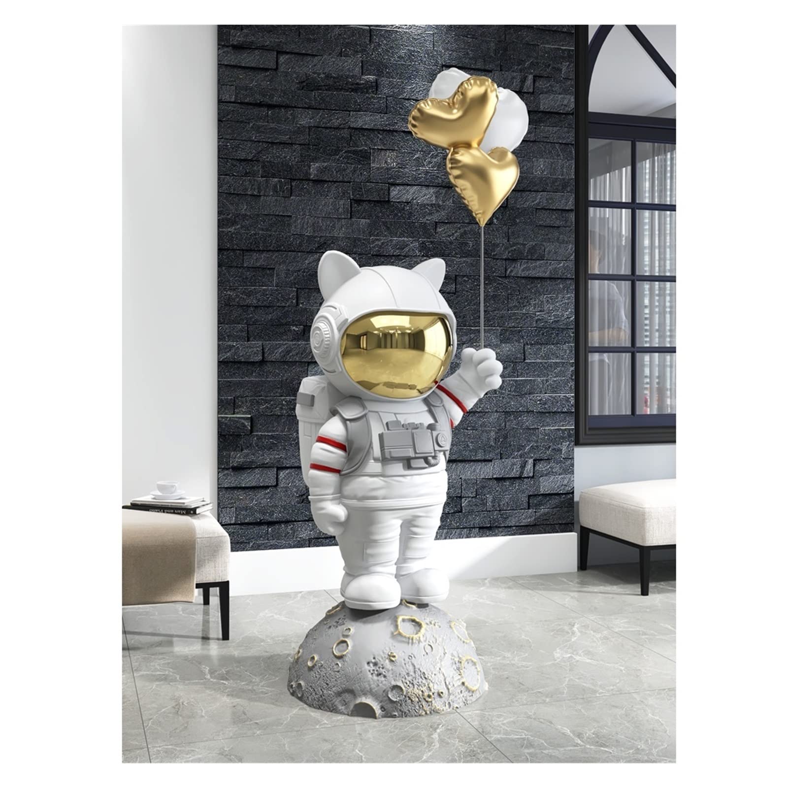 PEVSCO Decoración hogareña Adornos de Sala de Estar de Astronauta, Suelo Grande, Accesorios for el hogar, Escultura de Astronauta (Color : A)