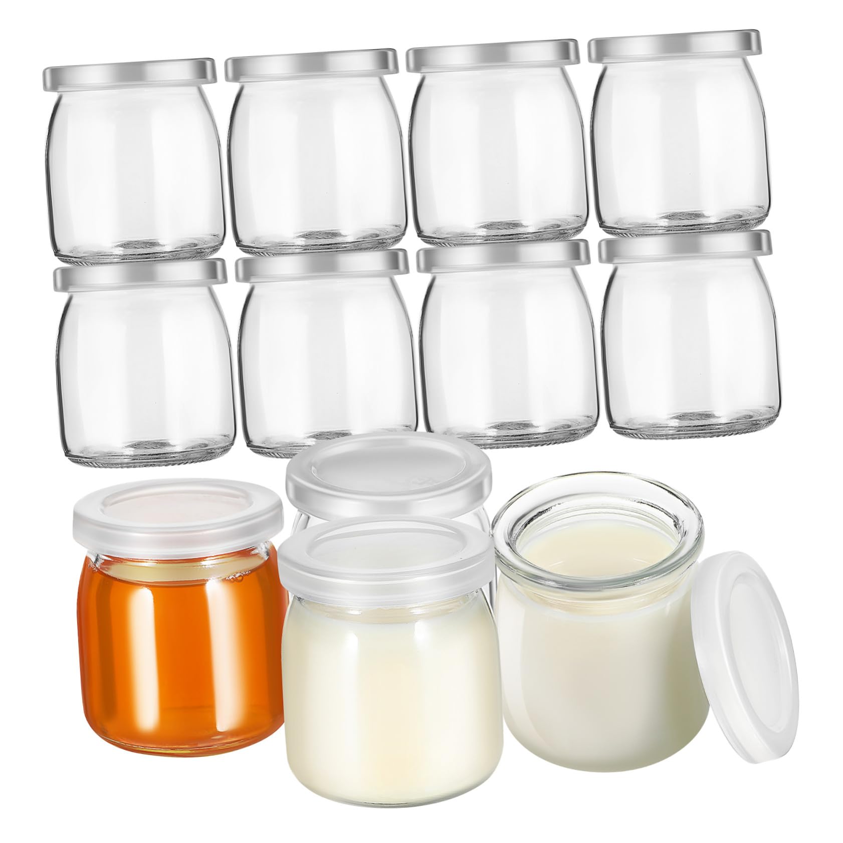 Cabilock 12 Stück Puddinggläser mit Deckel Hitzebeständige Glasbehälter für Joghurt Marmelade Desserts Stapelbar Luftdicht Verschließbar für Party Babybrei und Backen