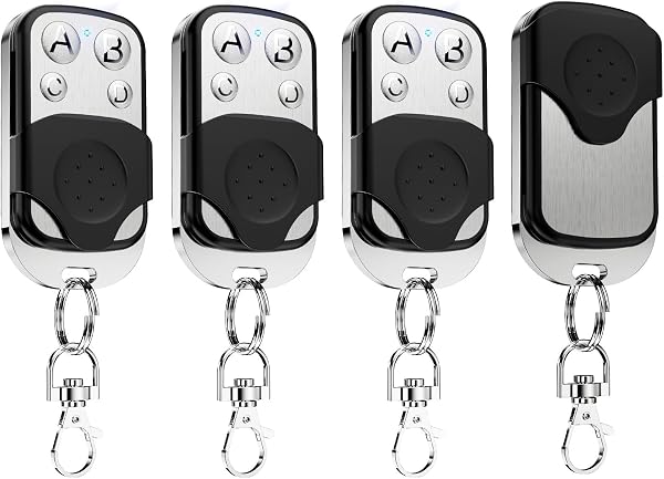 4 Pièces Telecommande Universelle Portail 433,92 MHz Copie Télécommande Garage sans Fil à 4 Boutons Duplicateur Porte de Garage Telecommande Porte Clés pour Voiture et Porte de Garage - 1