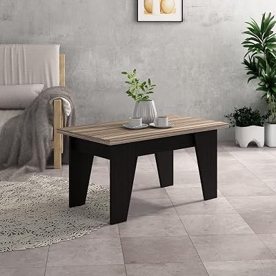 Center Table 32 - Natural Ebony & Natural WENGE, 35.43 * 20.66 * 17.71 (KOSCENTERTABLE32-DK7)