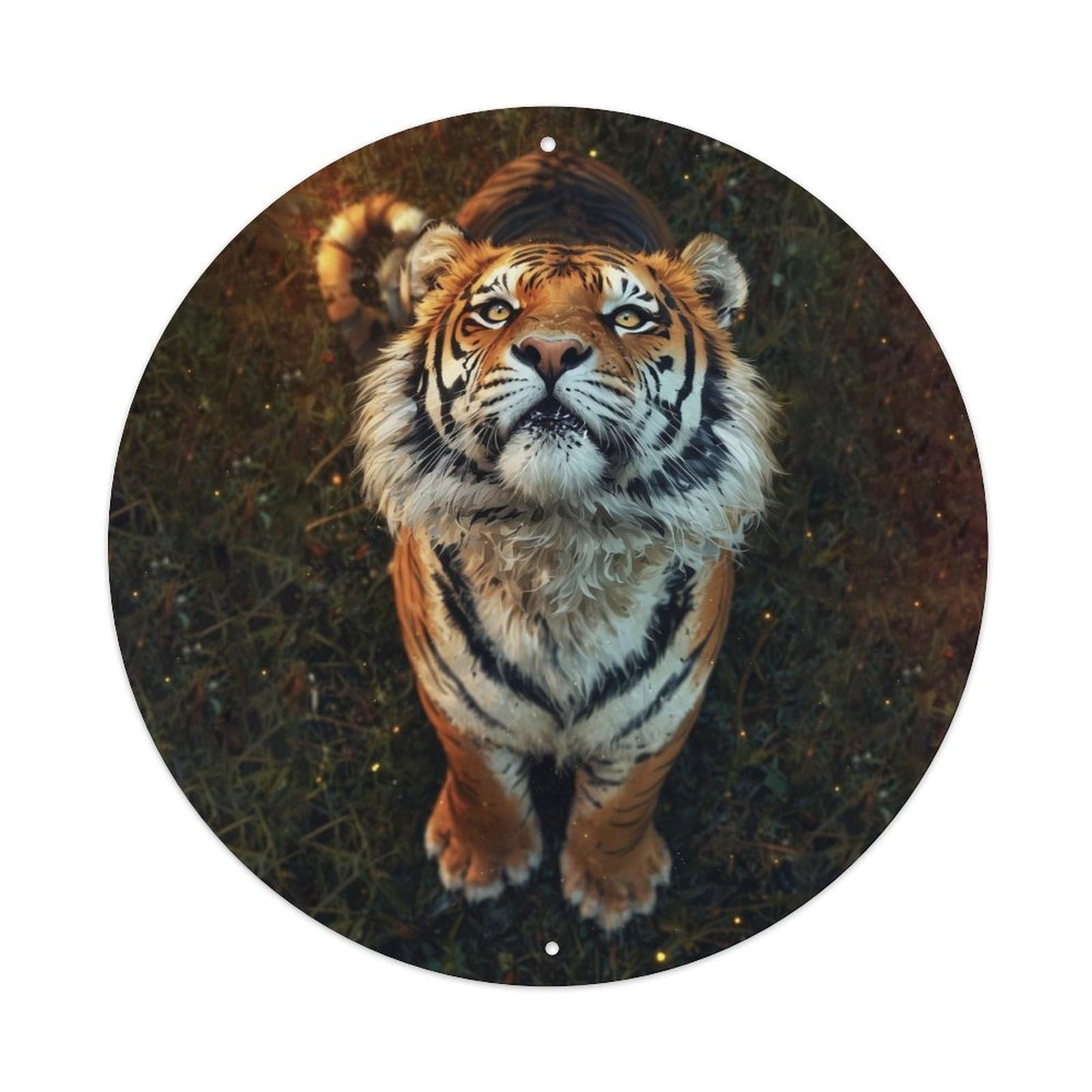 Cwbufd Vintage Style Animal Siberian Tiger Wild Nature Golden Bokeh Wildlife Vintage Metal Tin Sign Plaque Wall Decor For Cafe, Club Bar, Office, Garden Metal Poster 8X8inch