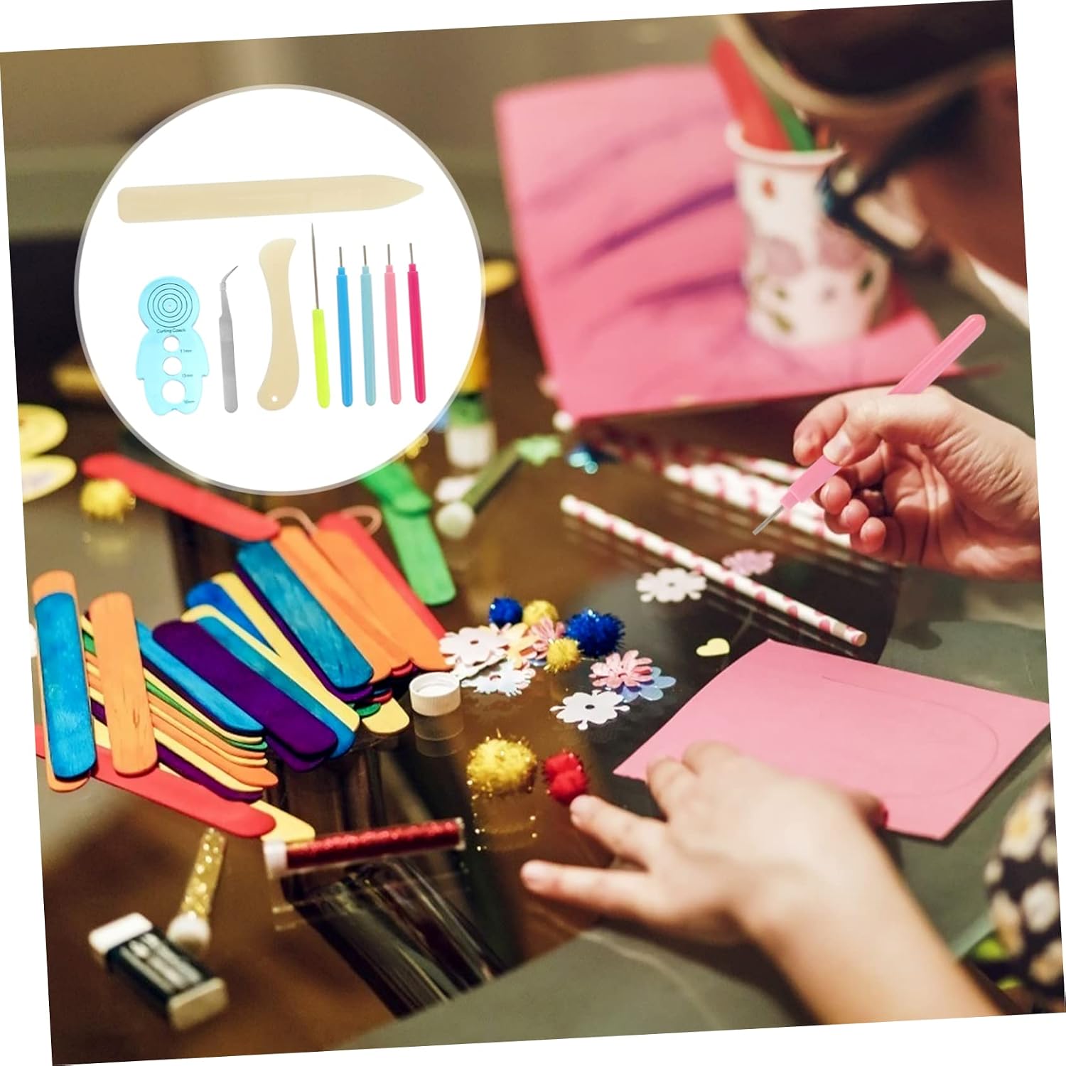 STOBOK 9pcs Multi-Functional Paper Quilling Tools Needle Pen for Art and Crafting for Beginners Random Colors
