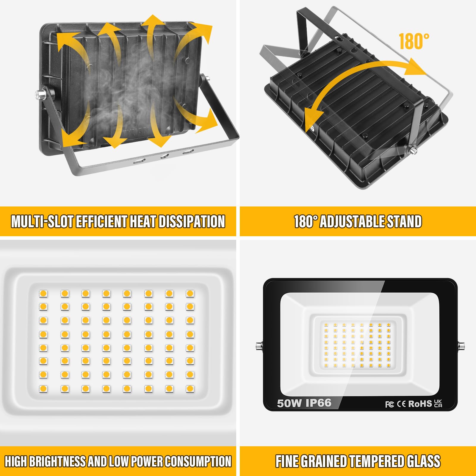 RIGIDON 50W LED Flood Light with 1M Cable UK Plug - Image 2