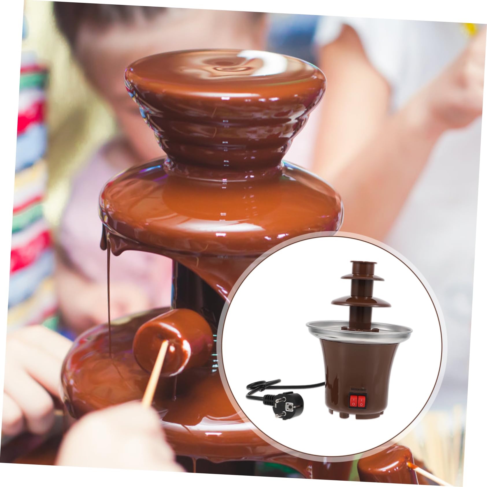 Fontaine à Fondue au Chocolat 3 Niveaux Marron Acier Inoxydable