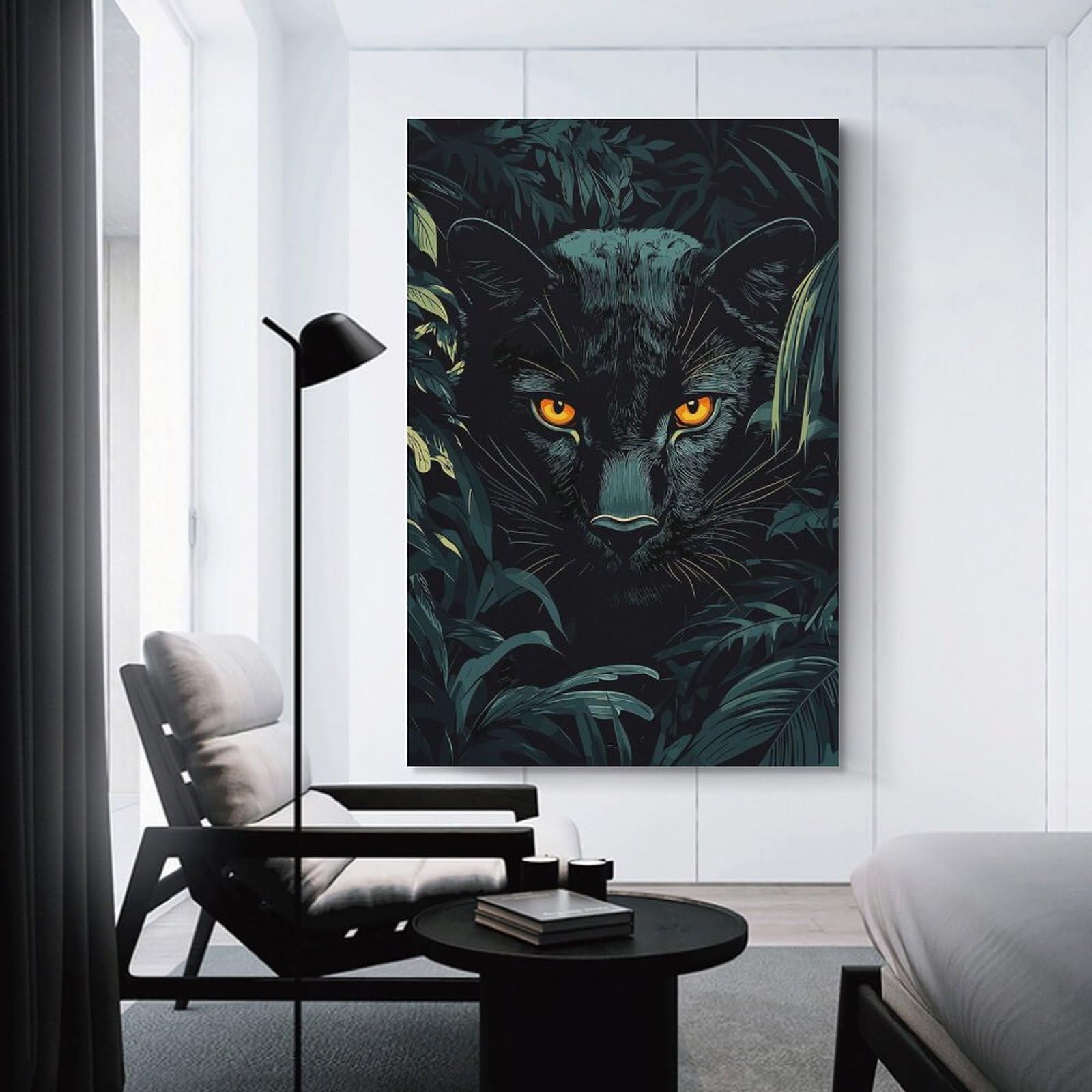 Junmoney Black Panther in The Jungle Canvas Wall Decor, 20x30inch(50x75cm), for Bedroom, Guest Room Or Reading Nook, Canvas Wall Decor for Personal Spaces