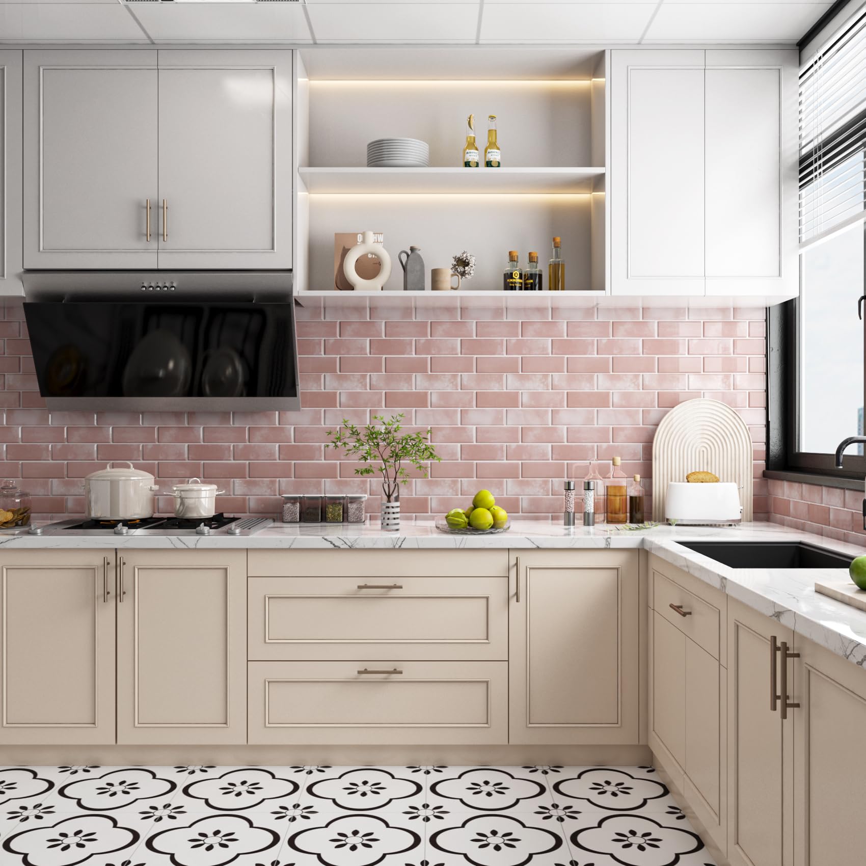 Sticker Crédence - Cuisine ROSE DAHLIA 180 X 60 Cm | Mur Arrière De La Cuisine - Crédence Adhésive