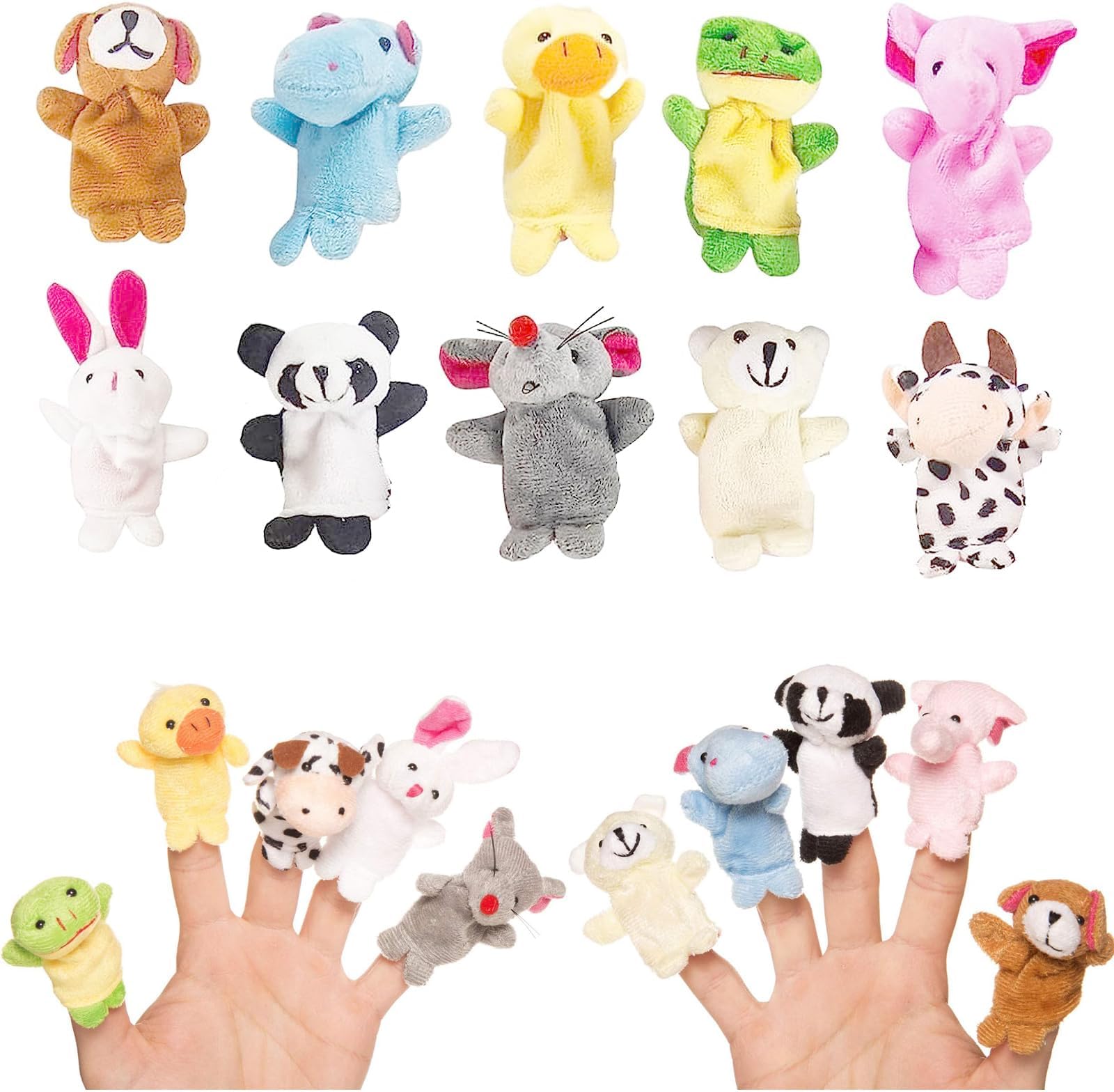 10 Pcs Finger Puppets, Puppets, Finger Puppets for Toddlers Puppets for Children, Mini Plush Figures Toy Assortment for Boys & Girls, Party Favors for Shows, Playtime, Schools