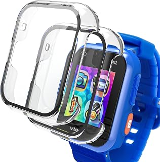 2 Stück Hülle Nur Kompatibel mit VTech Kidizoom Smartwatch DX2 mit Panzerglas Displayschutz Gehäuse für kinder Rundum Hard PC Schutzhülle für Jungen und Mädchen, Transparent*2
