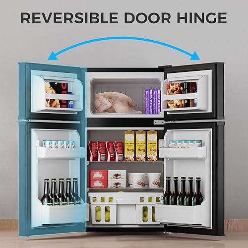 Miniatura 6 de COWSAR Refrigerador de 3.2 pies cúbicos con congelador, refrigerador compacto con 2 puertas para dormitoriodormitoriooficinaapartamento, termostato