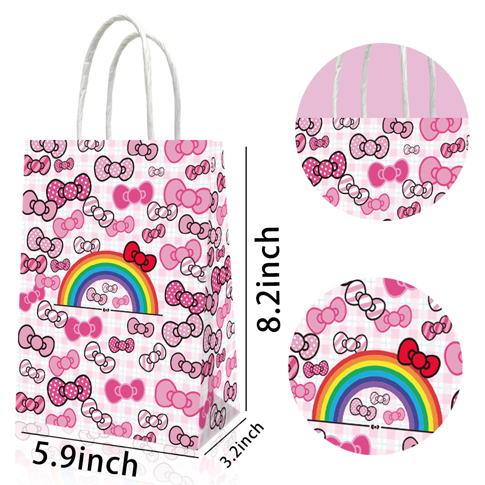 Leifyson 20pcs Pink Paper Gift Bags with Bows | Birthday Party, Wedding, Baby Shower & Holiday Favor Decorations | Eco-Friendly Stationery Supplies