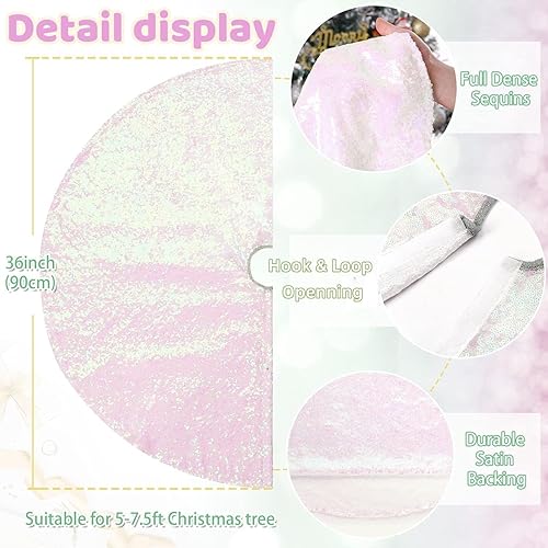 Miniatura 101 de Falda de árbol de Navidad de lentejuelas: Falda de árbol de bronce de 24 pulgadas, falda de satén con lentejuelas Falda de árbol pequeño