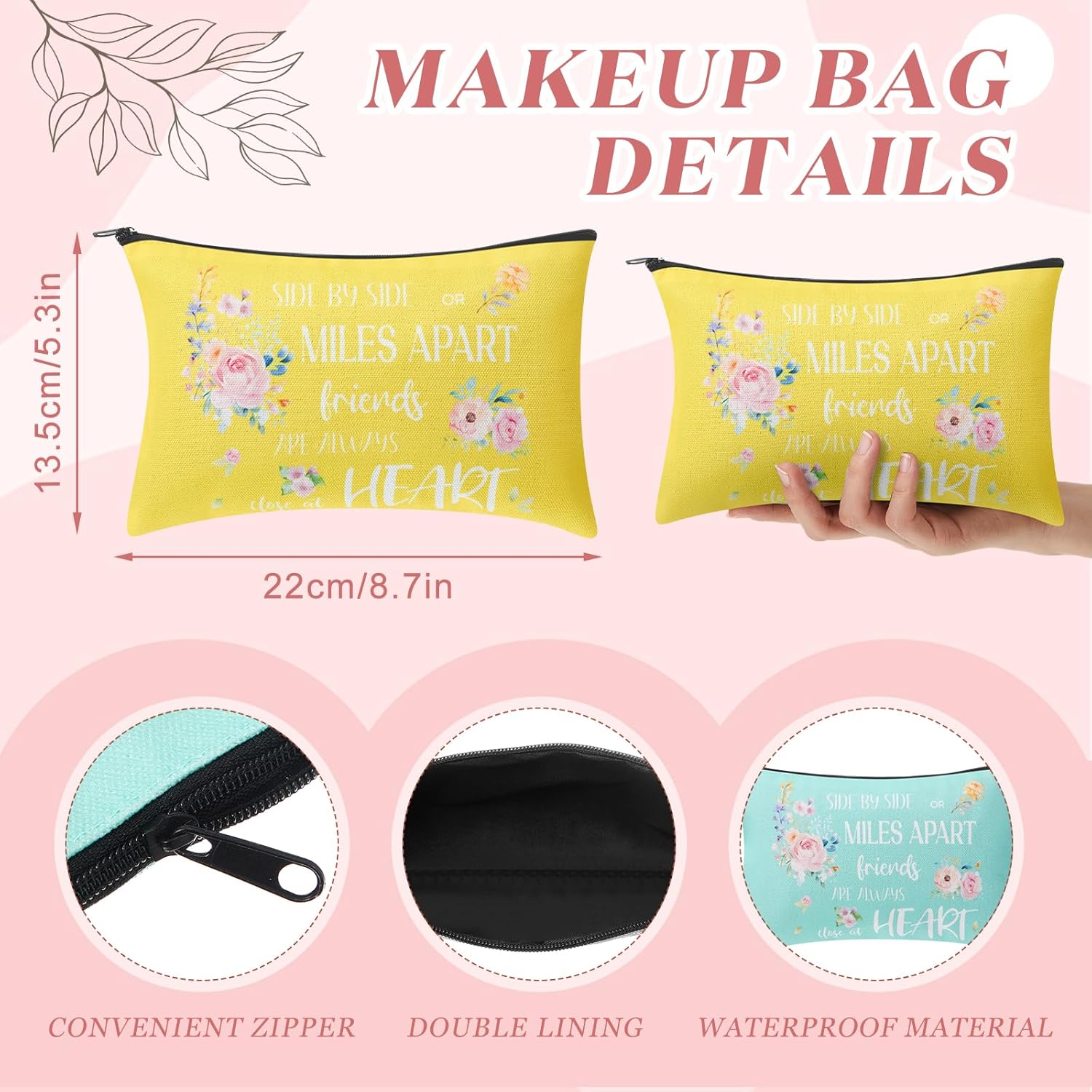 Hollowfly 6 Sets / 18 Pcs Best Friend Gift Bundle for Women, Mother's Day & Graduation Appreciation Gifts with Cups, Makeup Bags & Keychains for Friends, Bffs, Girls, Soul Sister(Soft Colors)