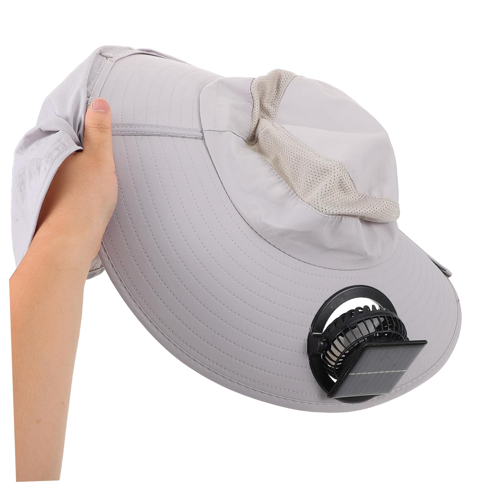 Cappello da Pesca a Tesa Larga con Ventola Solare, Estivo | Protezione UV con Copricollo Integrato, per Vacanze Estive, Giardinaggio e Hiking All'aperto