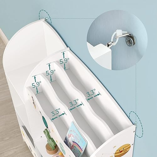 Miniatura 20 de SONGMICS Organizador de juguetes y libros para niños, estantería y almacenamiento de juguetes, organizador de almacenamiento con 2 cajas de Blanco