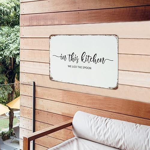 Miniatura 3 de Autravelco Letreros de metal personalizados para exteriores en esta cocina, We Lick The Spoon, decoración del hogar, letrero de metal de aluminio