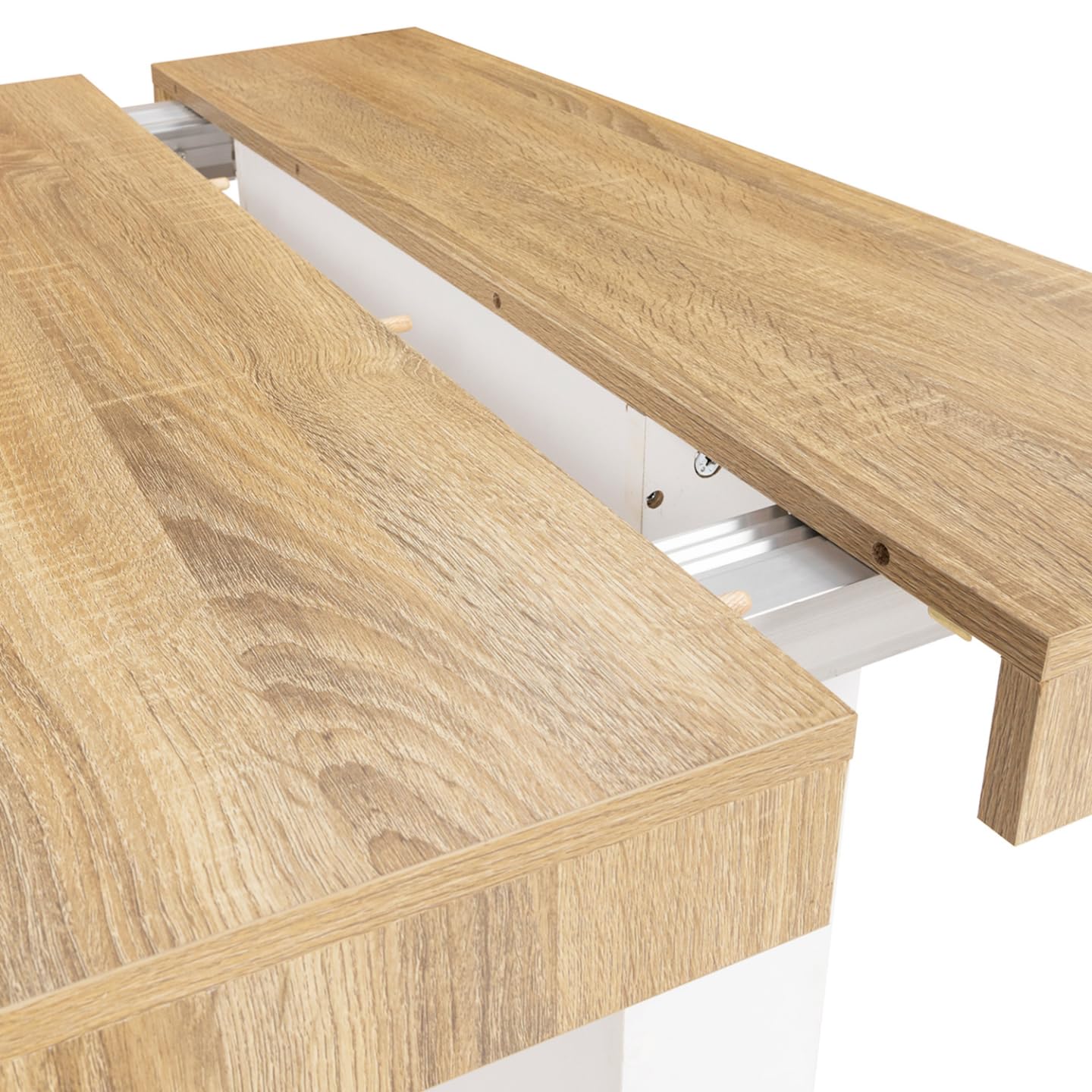 IDMarket - Mesa Consola Extensible Eden 235 cm para 10 Personas, Madera y Blanco