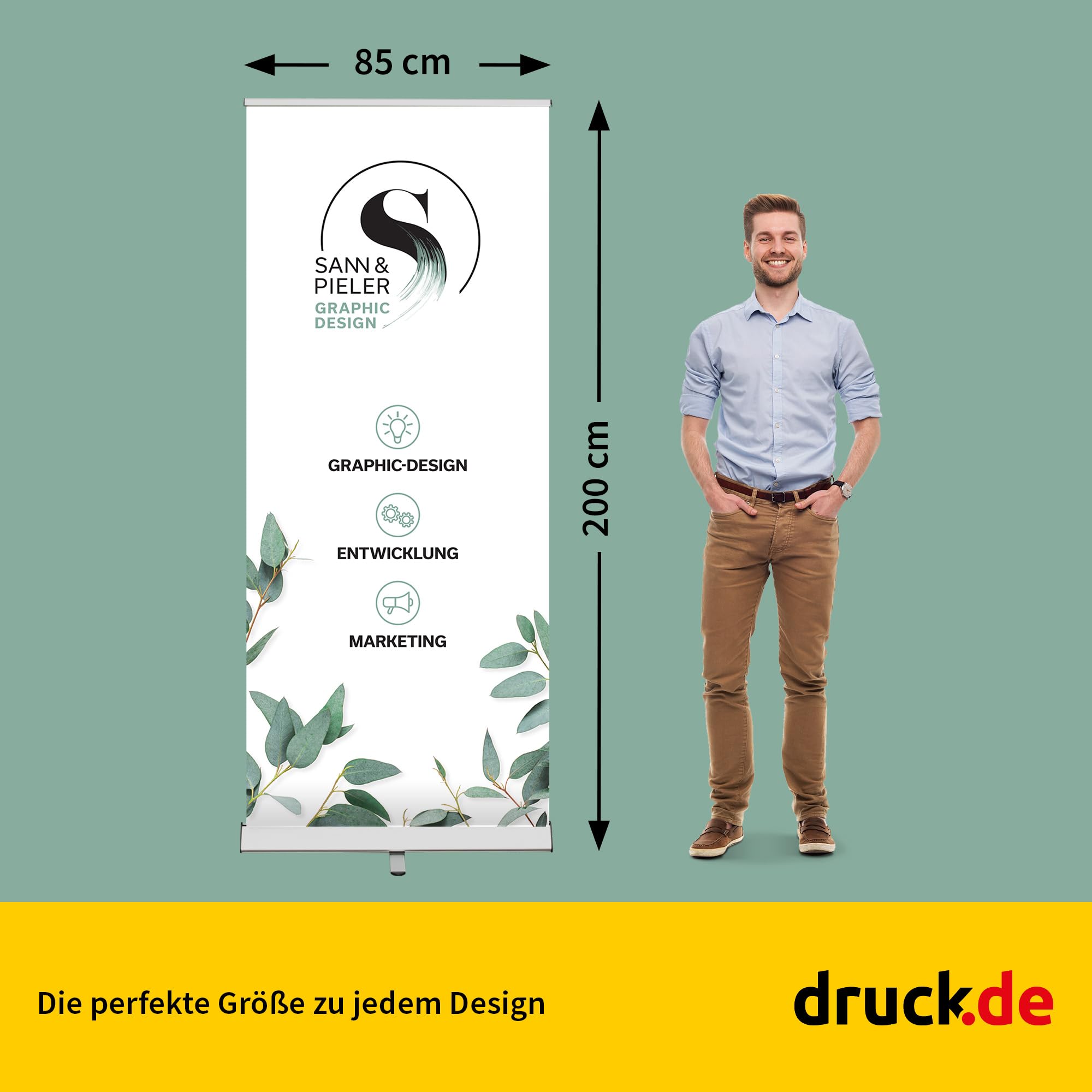 Basic Roll Up Banner bedruckt - 85x200cm - 85x200cm | Roll Up Banner bedruckt, 85x200cm, Basic, Werbedisplay, für Messe, POS und Werbung