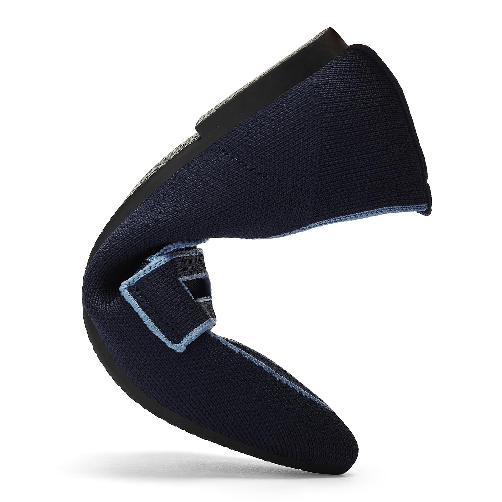 Puxowe Ballerines pour Femmes Slip on Robe en Maille à Bout Pointu Chaussures Plates Escarpins Élégantes et Confortables Ballerines Plates pour Femmes 41 EU Dark Blue