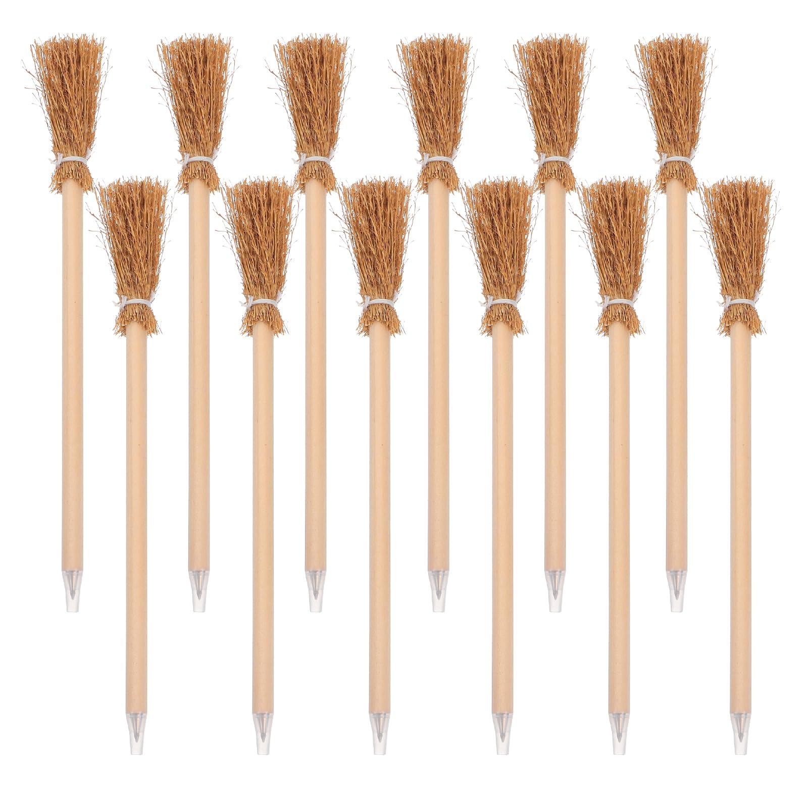 Uonlytech Halloween Witch Broom Ballpoint Pen 12pezzi Legno Beige per Kids