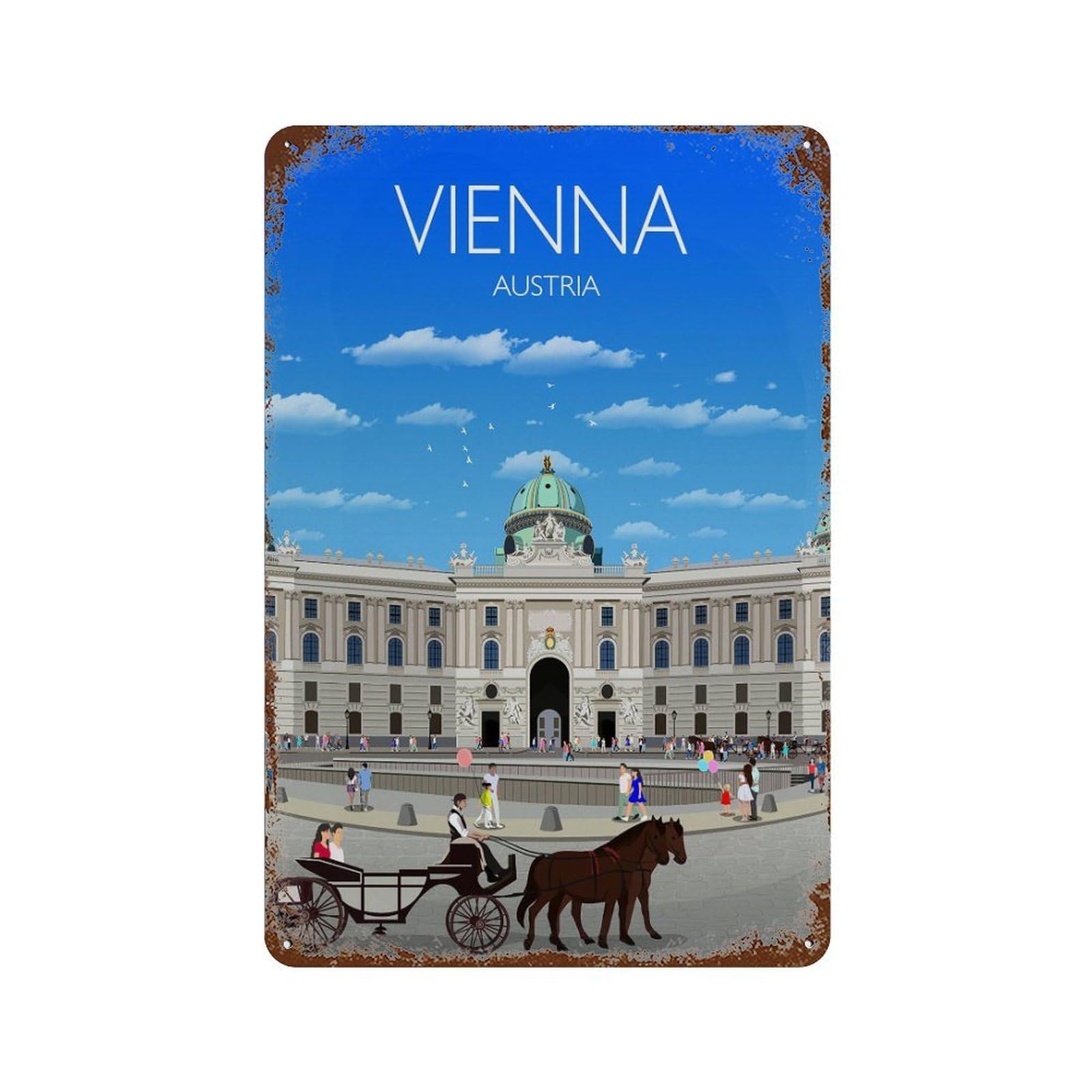xiaoxiaoshen Vienna Travel Hofburg Austria Gift Wall Decor Art Metal Tin Poster Modern Home Decor Art Home Bar Shop Decorations Vintage Sign 30x20cm