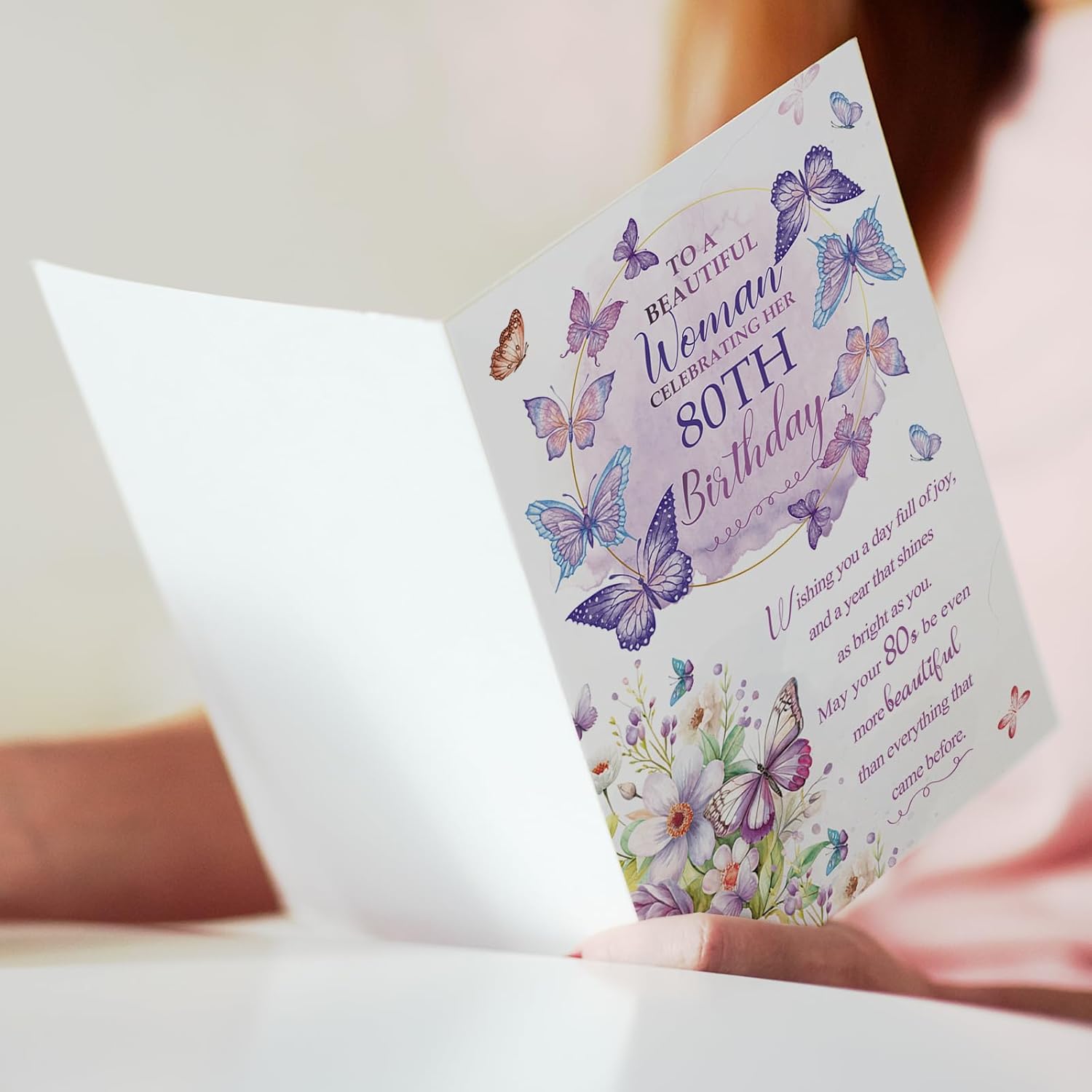 80th Birthday Card Gifts for Women, Cool Gifts for 80 Year Old Woman, 80th Birthday Decorations for Grandma-8x5.3 Inches, Double-Sided - Image 6