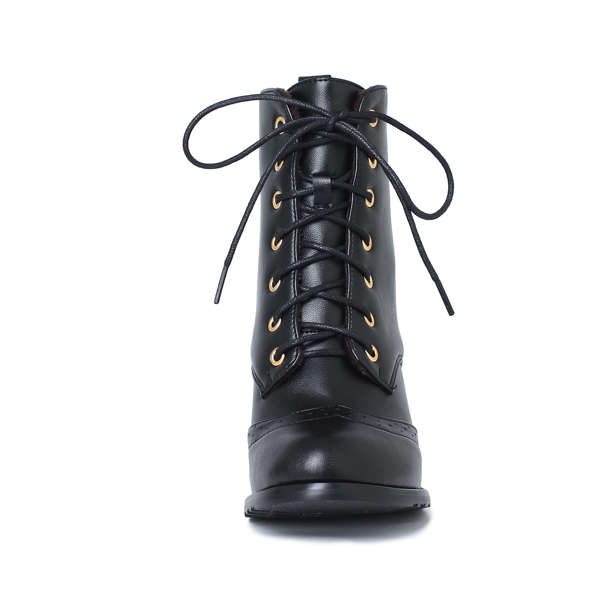 Damen Stiefeletten Blockabsatz 7,5cm Schnürung Gefüttert