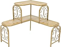 Vista 1 de JEROAL 2 Tier Metal Kitchen Corner Rack, Over Sink Organizer Shelf, Bathroom Vanity Countertop Storage, Space Save Balcony Window Plant Shelf Riser