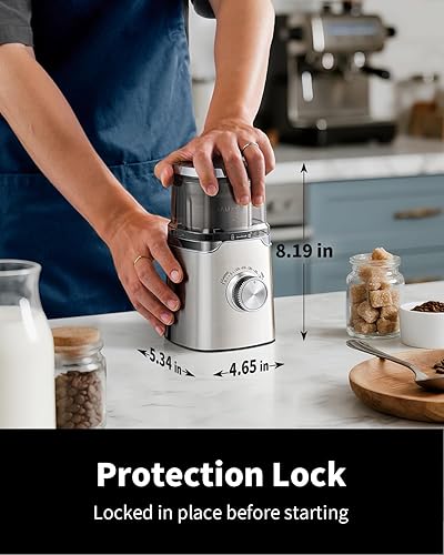 Miniatura 5 de SHARDOR Molinillo de café eléctrico de cuchilla, perilla giratoria de control de molienda temporizada, carcasa de acero inoxidable, ajustable, para