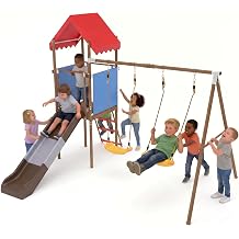 Beach Swing Set with Slide for Kids Backyard All-in-One Outdoor Playset
