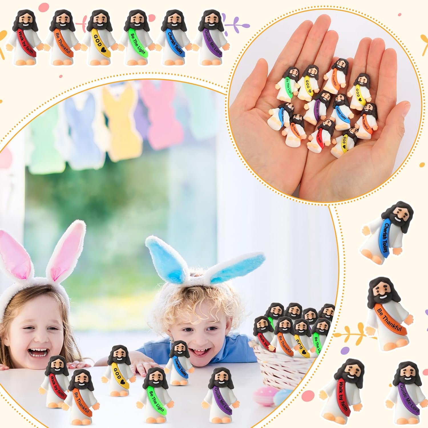 Barydat 200 Pack Mini Jesus Figurines Bulk Tiny Jesus Toys Little Figures Miniature Doll to Hide and Seek Religious Party Favors Sunday School Baptism Gift Church Events(Bible Verses) - Image 4