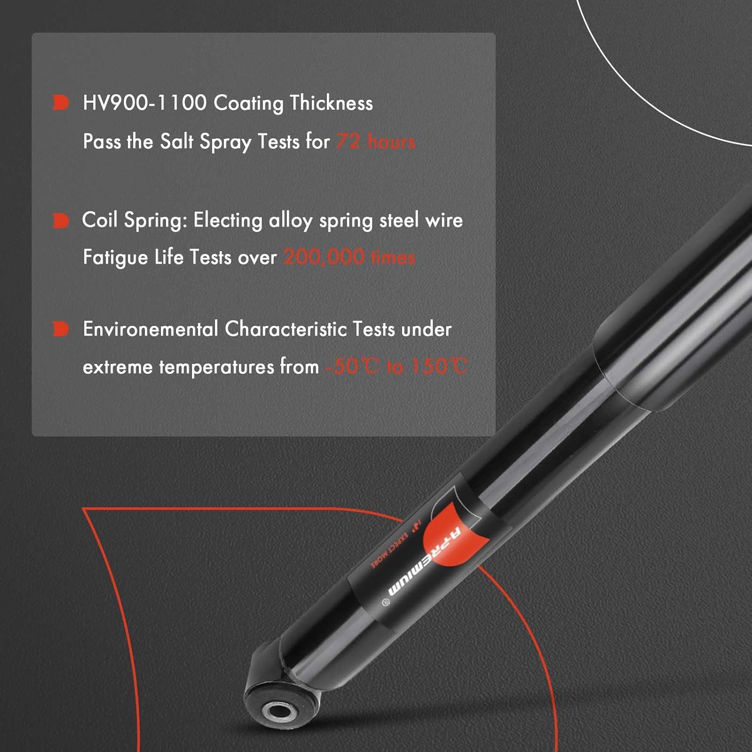 A-Premium Rear Pair (2) Shock Absorber Assembly Compatible with Jeep Grand Cherokee 2005 2006 2007 2008 2009 2010, Sport Utility, Driver and Passenger Side