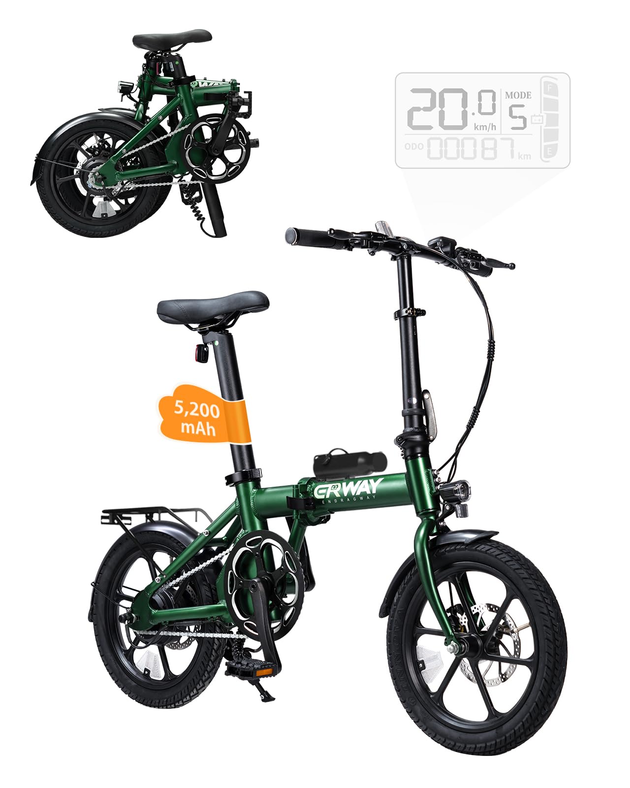 Amazon | ERWAY 電動自転車 折りたたみ 電動アシスト自転車【公道可