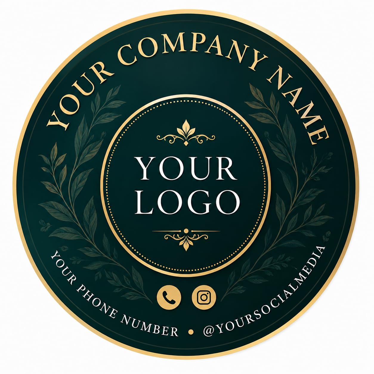 Custom Logo Stickers Personalised with Business Name & Social Media | 2 Inch Round Self Adhesive Branding Labels | Pack of 90-image-36