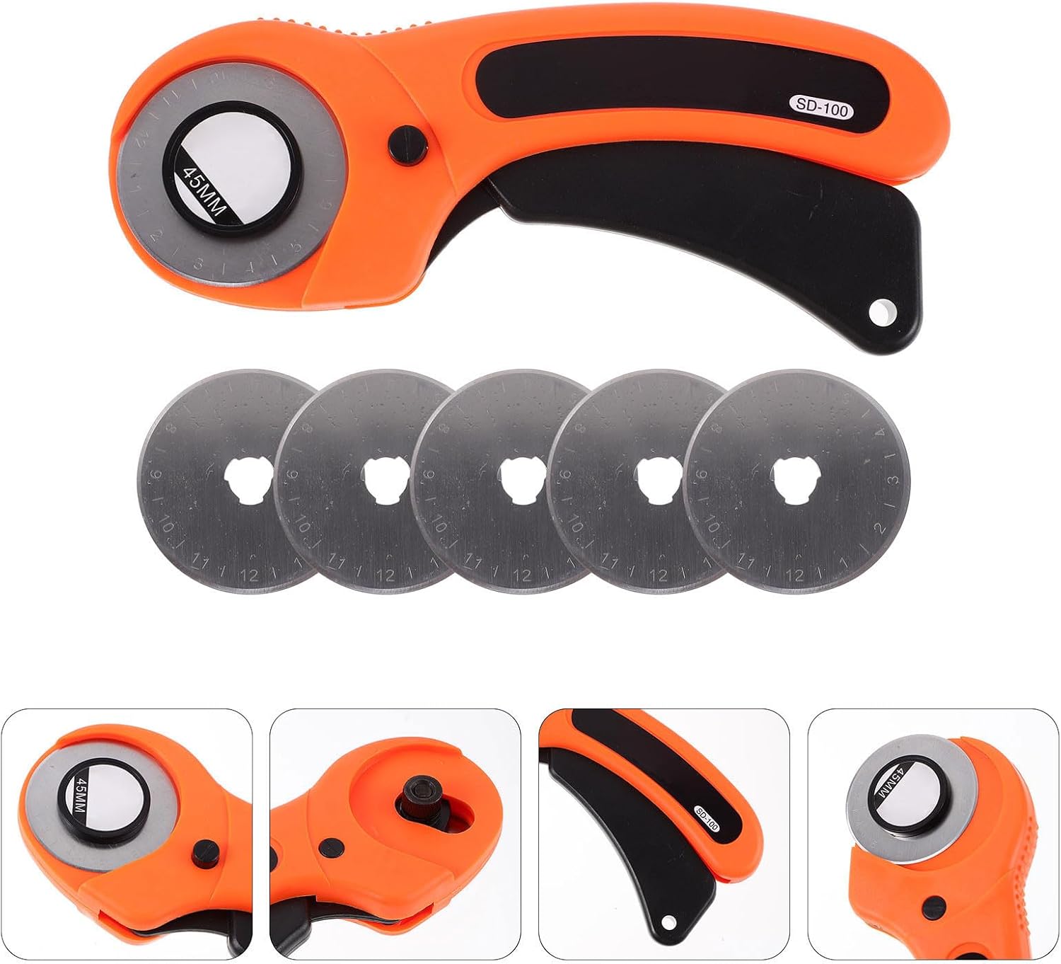 Angoily Rotary Cutter Easy to Use and Plastic Handle and Sturdy with 45mm Stainless Steel Blade Sewing Tool for Fabric for Professional and Personal Use in Sewing Projects