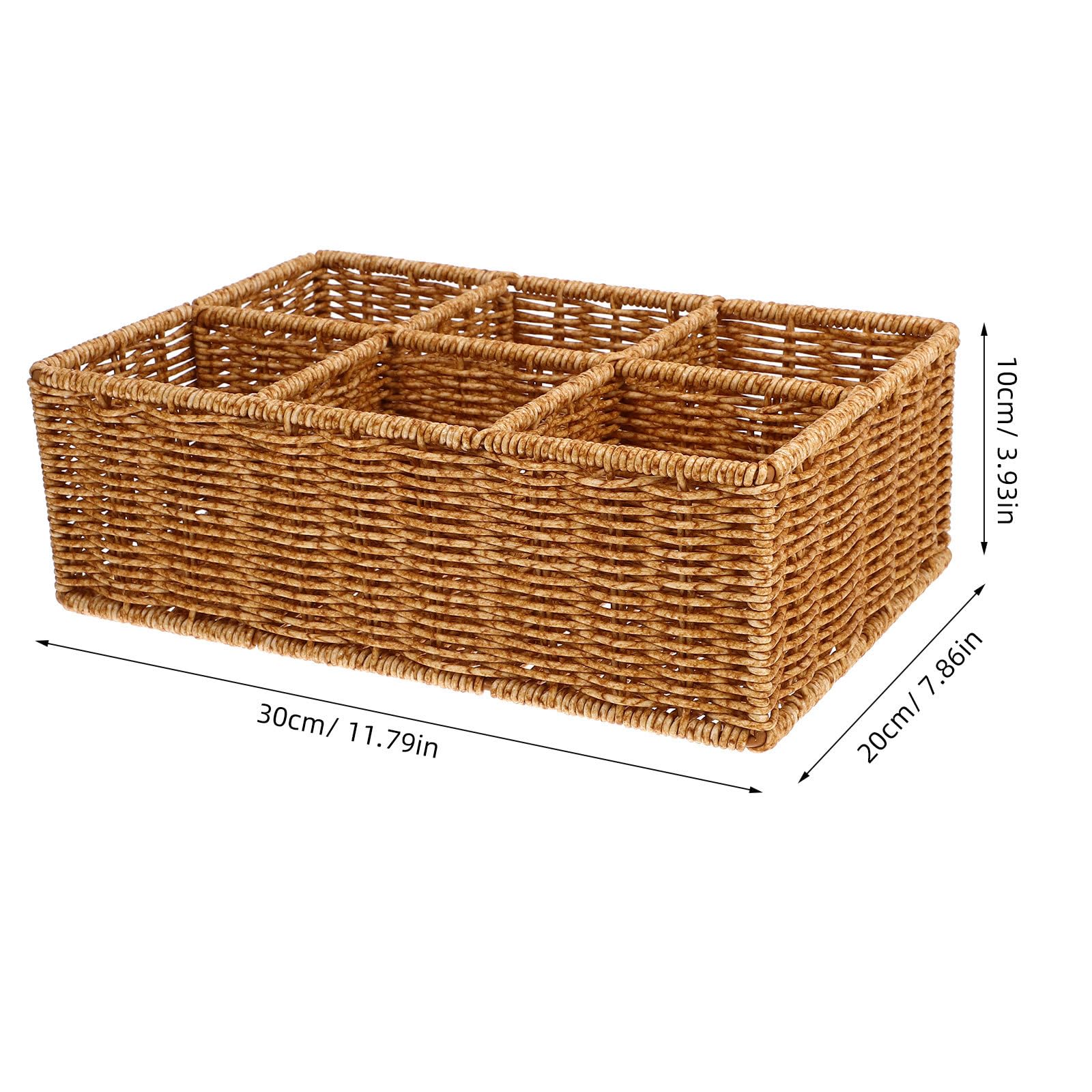 Organizador Cesta de Cubiertos Caqui de Ratán Plástico Color Multiusos Fácil de Limpiar para Cajones y Almacenamiento en Cocina