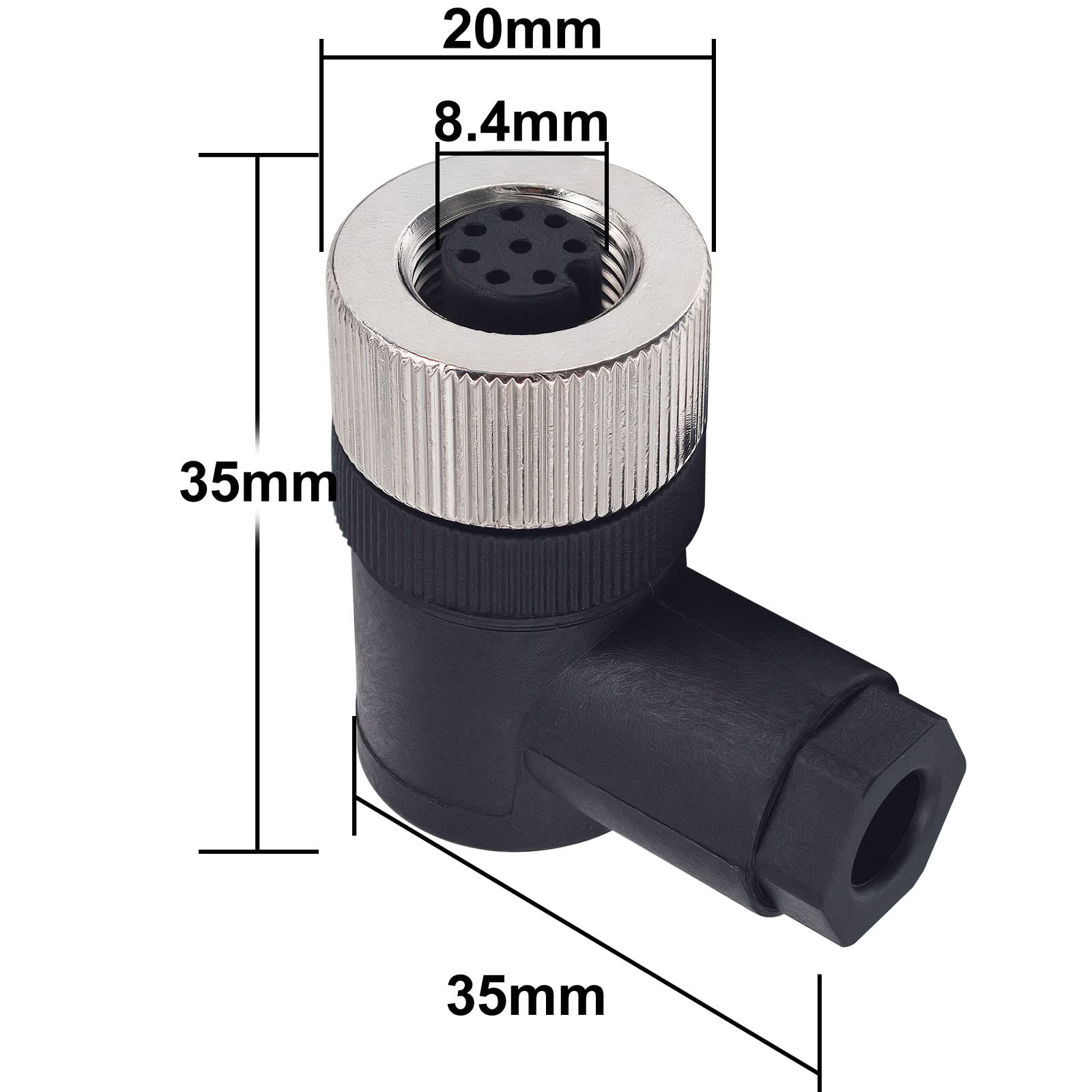 Lonlonty M12 8-Pin Aviation Connector Sockets, 90 Degree Female Panel Mount Industrial Plug - Image 2