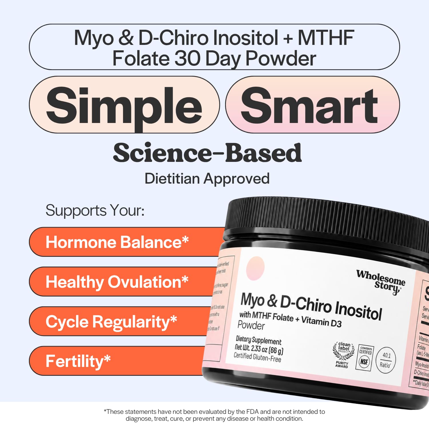 Inositol Supplement Powder with MTHF Folate + Vitamin D3 | Myo-Inositol & D-Chiro Inositol | Hormonal Balance & Healthy Ovarian Support | Vitamin B8 | Alternative to Inositol Capsules | 30 Servings — Amazon image 3