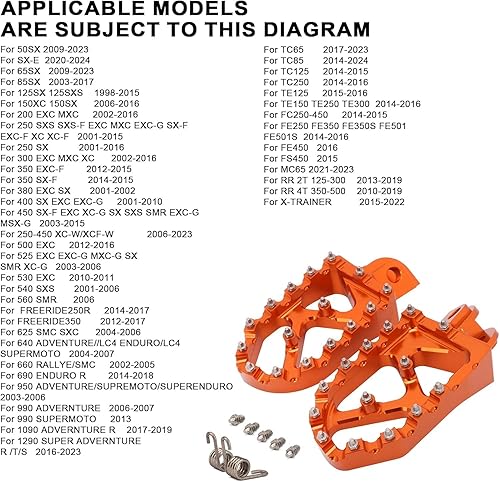 Miniatura 2 de JFG RACING Estriberas alargadas para motocross para 65 85 125 150 200 250 300 350 450 500 525 530 625 SX SX-F XC XC-F EXC EXC-F XC-W XCF-W SMR