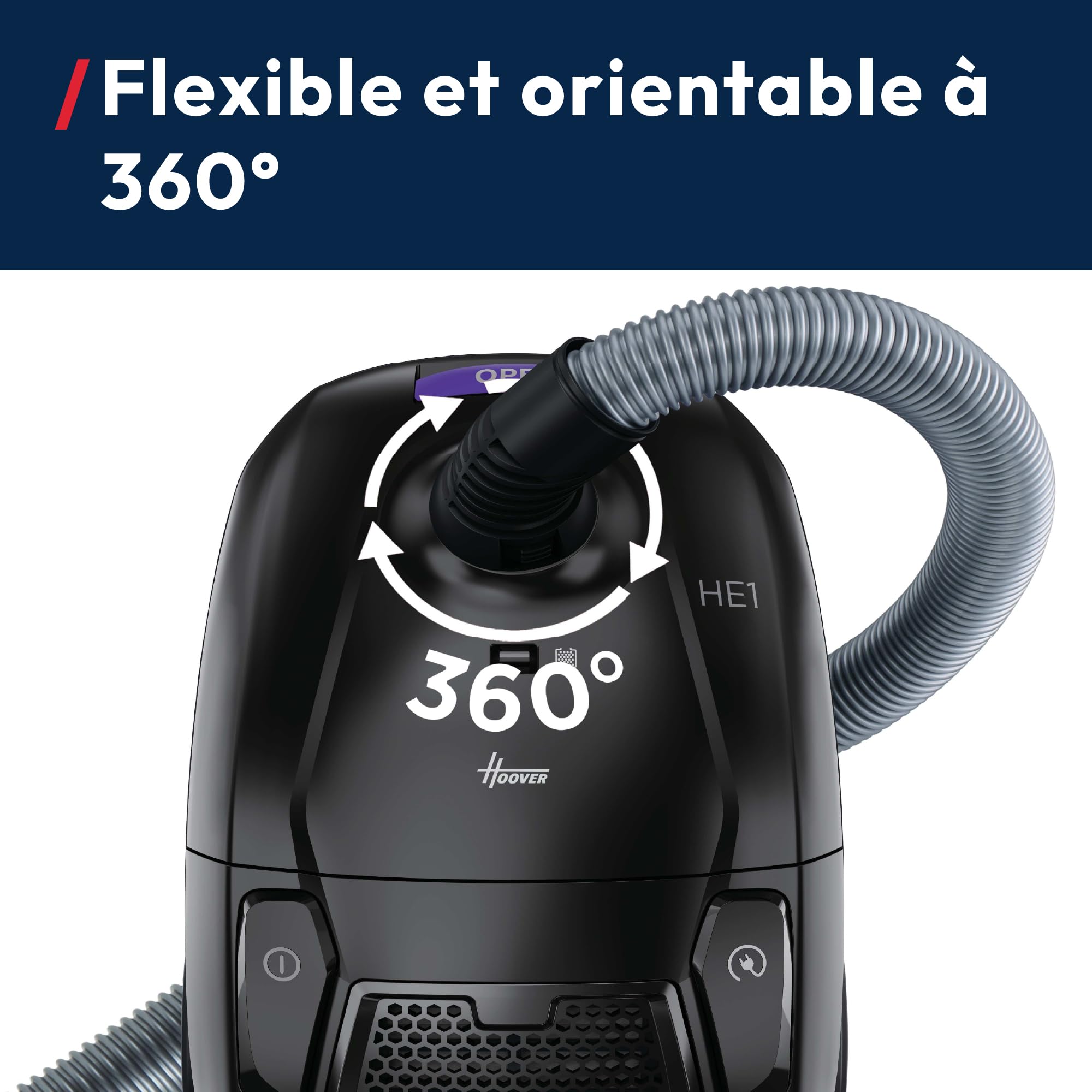 Hoover HE1 Home Aspirateur traineau avec Sac Compact Puissant 700W, Léger, Haute Performance, Brosse Tous Sols, Filtre EPA Lavable, Capacité 2,5L, Accessoires 2en1, Vidage Facile, HEZ107HM