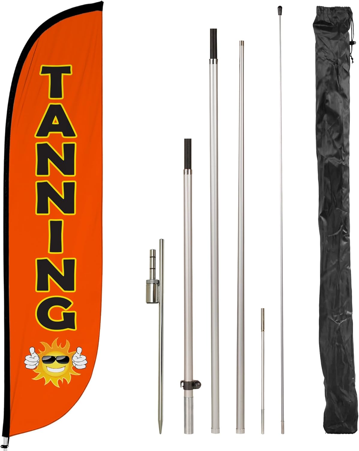 LookOurWay Feather Flag Pole Kit - 12 Feet Tall Advertising Flag Banner with Fiberglass Pole Kit and Ground Spike for Business Promotion - Business Flags - Barber (10M1200307)