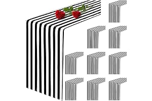 10 Pack Stripe Table Runner: Classic Black and White Elegance for Table Décor
